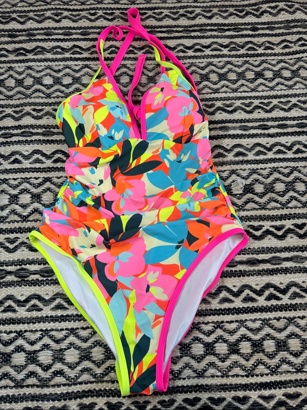 Neon Floral One-Piece Swimsuit - Bright Multi
